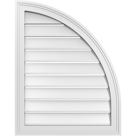 Ekena Millwork Quarter Round Top Right Surface Mount PVC Gable Vent w/ 2"W x 1-1/2"P Brickmould Frame, 22"W x 28"H GVPQR22X2802SF